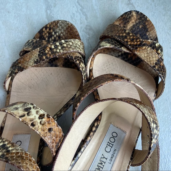 Jimmy Choo snake skin python sandal wedge size 39 (8.5) Authentic - Picture 7 of 11